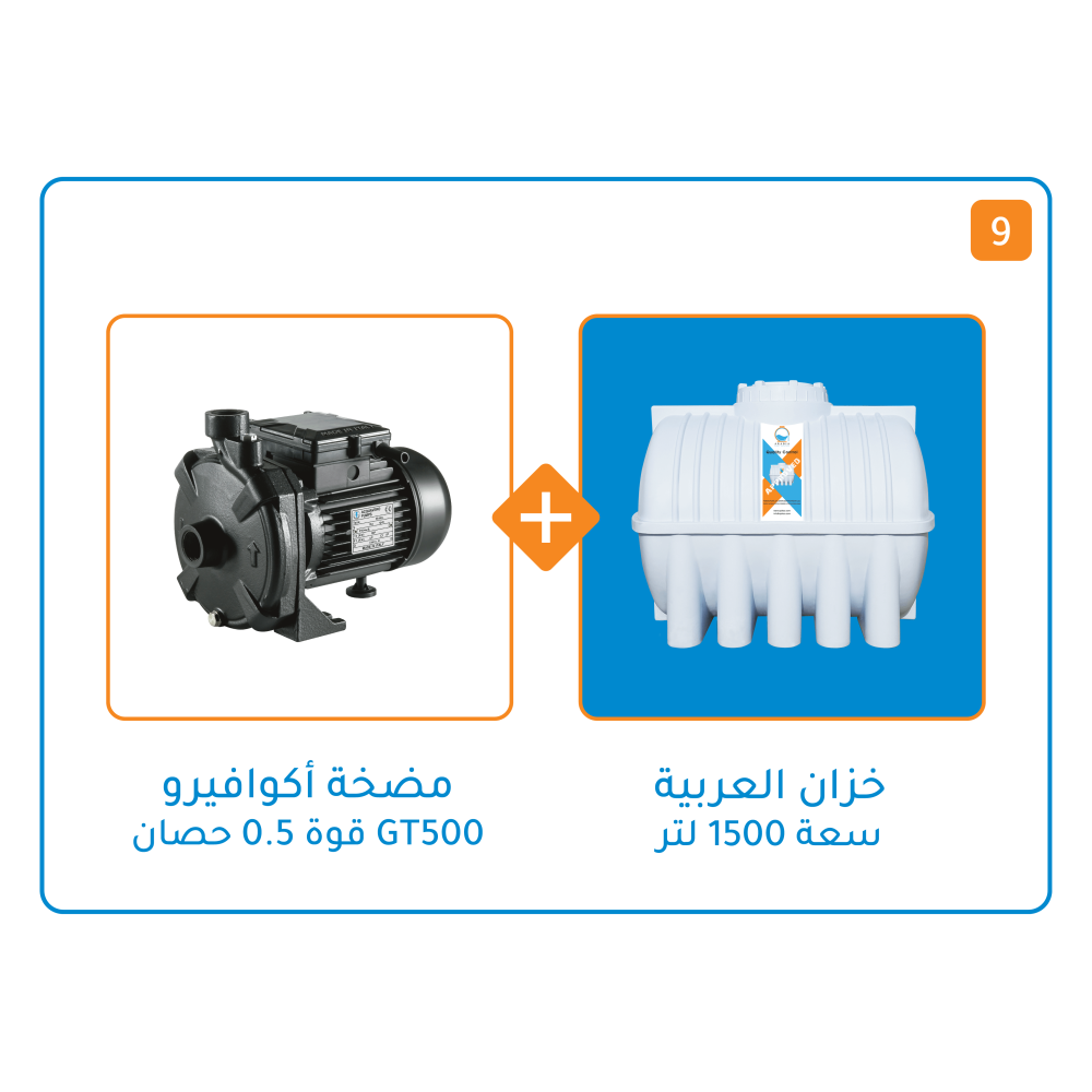 بندل خزان 1500 لتر+مضخة اكوافيرو GT500 / قوة 1/2 حصان