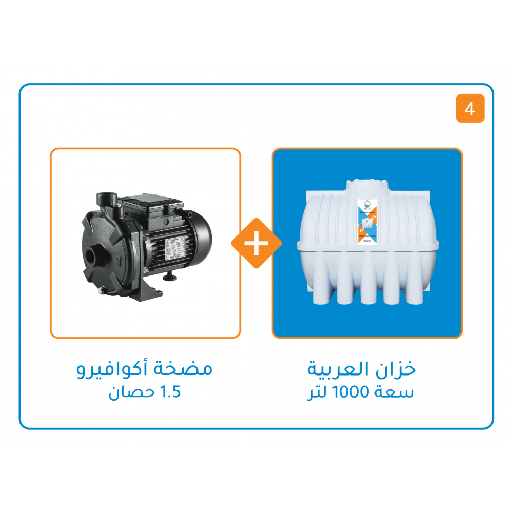 بندل خزان 1000 لتر+ مضخة اكوافيرو GT 1500 قوة واحد و نصف حصان
