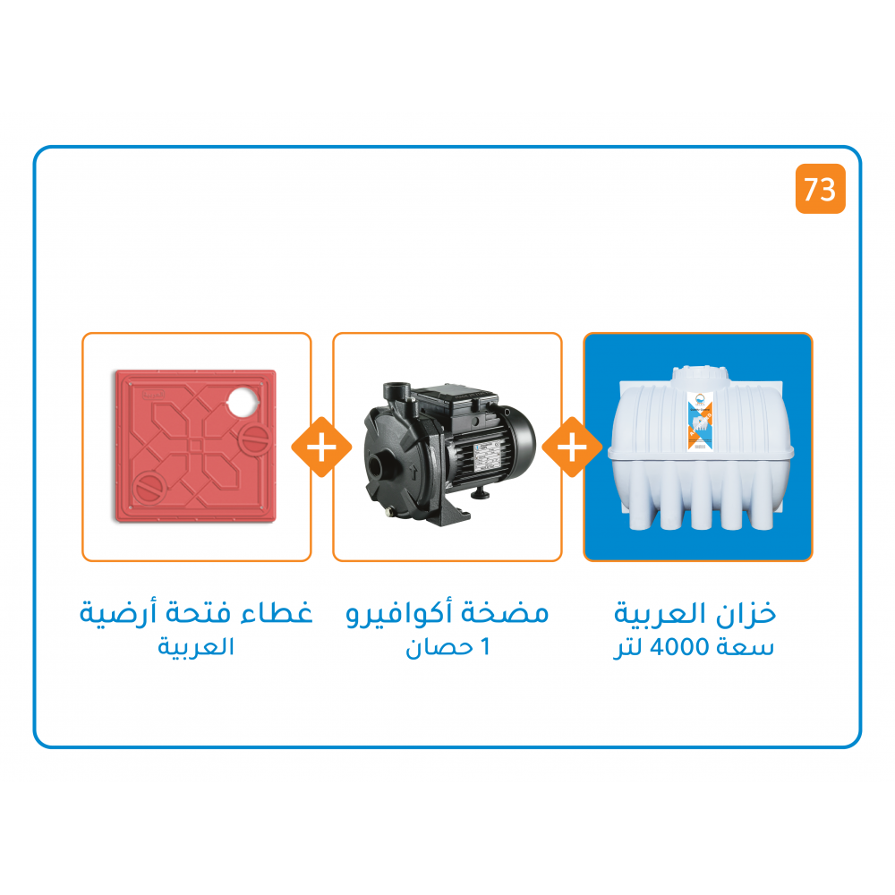 بندل خزان 4000 لتر+ مضخة اكوافيرو GT 1000قوة واحد حصان +اغطية فتحات ارضية 50x50