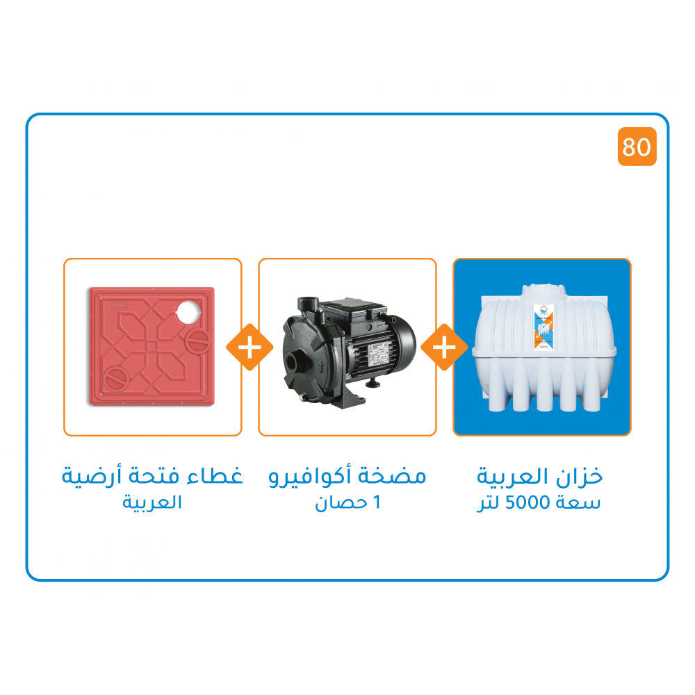 بندل خزان 5000 لتر+ مضخة اكوافيرو GT 1000قوة واحد حصان+ غطاء فتحات ارضية 30x30